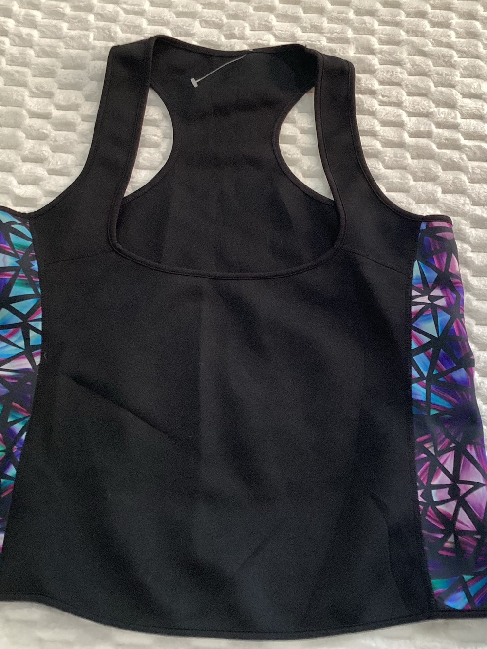 Source Unknown Black Racerback Tank with Purple & Blue Geometric Panels size xl